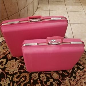 Vintage 1960's Royal Traveler Hot Pink Luggage Set